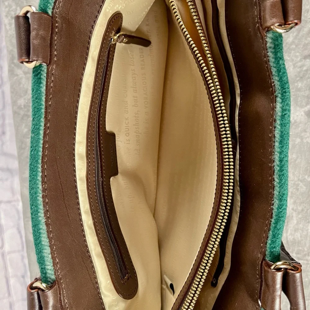 One Day Sale Rare Kate Spade Beantown Green Stripe Quin Handbag - Picture 12 of 17